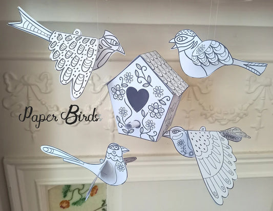 Paper Birds Printable - ThePrintyCraft